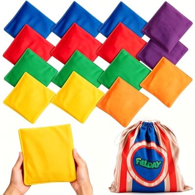 JOYIN Conjunto de 16 sacos de feijão para lançar Cornhole, 12 x 12 cm, 16 unidades, para crianças, jogos de jardim ao ar livre, conjunto de sacos para adultos, acessórios para jogos de festa Cornhole JOYIN Conjunto de 16 sacos de feijão para lançar Cornhole, 12 x 12 cm, 16 unidades, para crianças, jogos de jardim ao ar livre, conjunto de sacos para adultos, acessórios para jogos de festa Cornhole