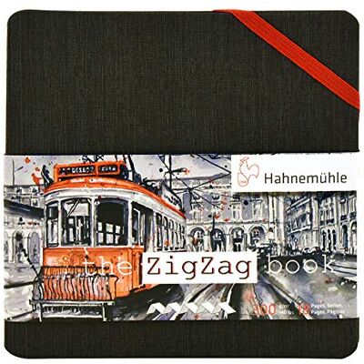 Hahnemühle ZigZag Book Leporello Livro de aguarela com superfície de grão fino, 300 g/m², 18 páginas, 14 x 14 cm Hahnemühle ZigZag Book Leporello Livro de aguarela com superfície de grão fino, 300 g/m², 18 páginas, 14 x 14 cm