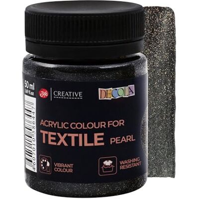 Decola Tinta têxtil preta purpurina 50 ml lavável na máquina Decola Tinta têxtil preta purpurina 50 ml lavável na máquina
