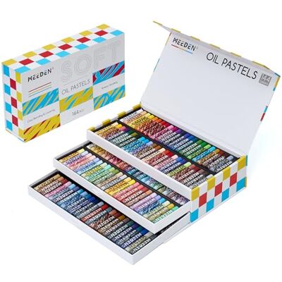 MEEDEN Conjunto de pastéis a óleo suaves: 144 cores vibrantes pastéis a óleo para misturar camadas de sombreamento e desenho, gizes pastel a óleo suaves para artistas, principiantes, adultos MEEDEN Conjunto de pastéis a óleo suaves: 144 cores vibrantes pastéis a óleo para misturar camadas de sombreamento e desenho, gizes pastel a óleo suaves para artistas, principiantes, adultos