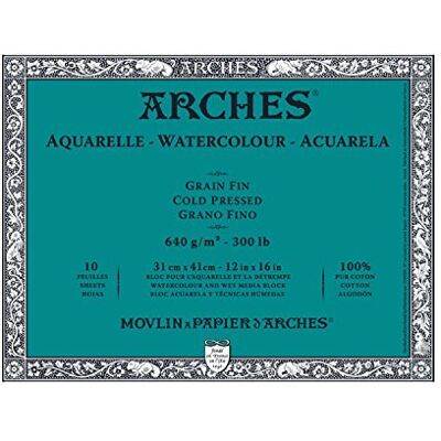 ARCHES Aquarelle 100% fino 640 g bloco colado 4 L 31 x 41, 10 folhas branco natural, cor (fila A1795067) ARCHES Aquarelle 100% fino 640 g bloco colado 4 L 31 x 41, 10 folhas branco natural, cor (fila A1795067)