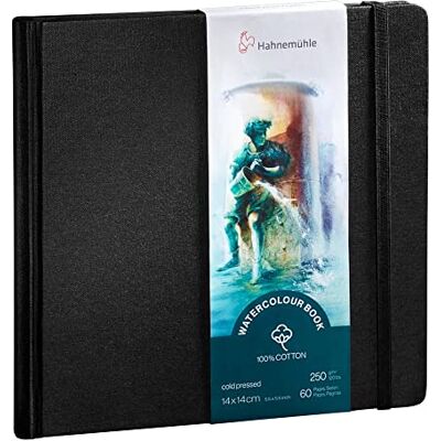 Hahnemühle Livro de aguarela 100% algodão, 250 g/m², mate, colagem superficial, 30 folhas/60 páginas, livro de aguarela (14 x 14 cm) Hahnemühle Livro de aguarela 100% algodão, 250 g/m², mate, colagem superficial, 30 folhas/60 páginas, livro de aguarela (14 x 14 cm)