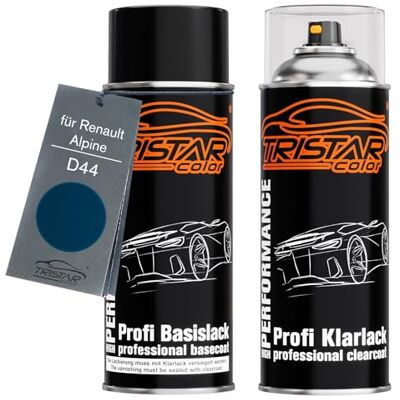 TRISTARcolor Tinta automotiva em spray para Renault D44 Bleu Odyssee Na. + Para Renault / Alpine, Bleu Odyssee Nacre Metallic, kit camada de base verniz, aerossóis 400 ml TRISTARcolor Tinta automotiva em spray para Renault D44 Bleu Odyssee Na. + Para Renault / Alpine, Bleu Odyssee Nacre Metallic, kit camada de base verniz, aerossóis 400 ml