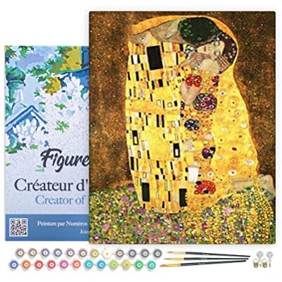 ART Pintar por Números Adultos com moldura O Beijo Kit de Pintura Acrílica Manualidades Quadro DIY completo 40x50cm com bastidor montado ART Pintar por Números Adultos com moldura O Beijo Kit de Pintura Acrílica Manualidades Quadro DIY completo 40x50cm com bastidor montado