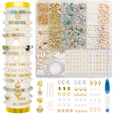 CAwished Contas naturais da Amazonita para fazer pulseiras, bijuteria DIY, conjunto de contas para enfiar, contas DIY para bijuteria, kit para fazer pulseiras DIY para crianças e adultos CAwished Contas naturais da Amazonita para fazer pulseiras, bijuteria DIY, conjunto de contas para enfiar, contas DIY para bijuteria, kit para fazer pulseiras DIY para crianças e adultos