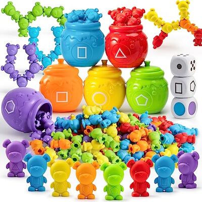JOYIN Conjunto de urso de classificação com caneca de classificação variada jogos para crianças pequenas reconhecimento de cores pré-escolar brinquedos educativos Stem 72 cachorros, ferramentas de JOYIN Conjunto de urso de classificação com caneca de classificação variada jogos para crianças pequenas reconhecimento de cores pré-escolar brinquedos educativos Stem 72 cachorros, ferramentas de