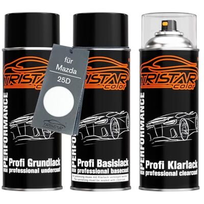 TRISTARcolor Tinta automotiva em spray para Mazda 25D Snowflake White. +1G Whitewater Perl / Snowflake White Perl, kit camada de fundo base verniz, aerossóis 400 ml TRISTARcolor Tinta automotiva em spray para Mazda 25D Snowflake White. +1G Whitewater Perl / Snowflake White Perl, kit camada de fundo base verniz, aerossóis 400 ml