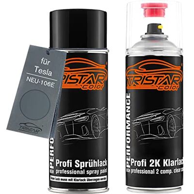 TRISTARcolor Tinta automotiva em spray para Tesla NEU-106E Sonic Carbon. + Sonic Carbon Metallic, kit camada de base verniz 2K, aerossóis 400 ml TRISTARcolor Tinta automotiva em spray para Tesla NEU-106E Sonic Carbon. + Sonic Carbon Metallic, kit camada de base verniz 2K, aerossóis 400 ml