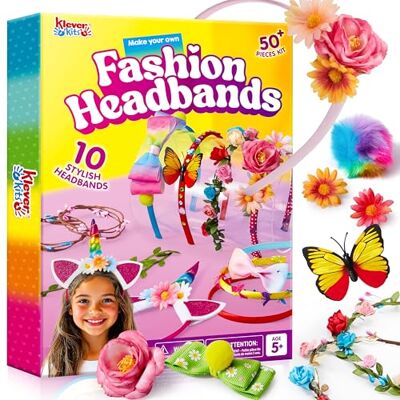 Klever Kits Kit para fazer bandoletes para meninas Faça as suas próprias tiaras na moda conjunto de acessórios para o cabelo DIY, presentes de artesanato e artesanato para crianças de 5, 6 e 7 Klever Kits Kit para fazer bandoletes para meninas Faça as suas próprias tiaras na moda conjunto de acessórios para o cabelo DIY, presentes de artesanato e artesanato para crianças de 5, 6 e 7