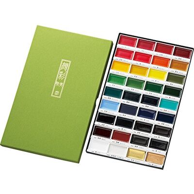 Kuretake Tintas, 36 cores 36 cores vivas e opacos, pigmentos sem granulação, paleta incluída e qualidade profissional. Kuretake Tintas, 36 cores 36 cores vivas e opacos, pigmentos sem granulação, paleta incluída e qualidade profissional.