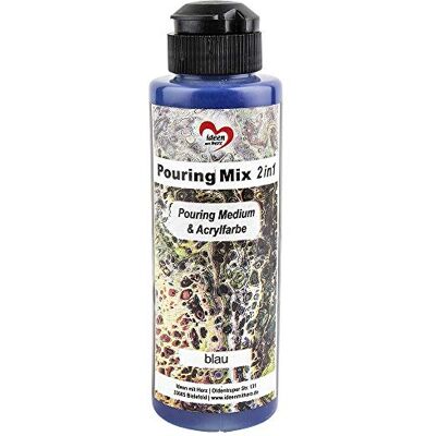 Ideen mit Herz Pouring Mix 2 em 1 frasco de tinta acrílica e substância para derramar, 180 ml, não é necessário misturar com líquidos, substâncias ou óleo de silicone (azul) Ideen mit Herz Pouring Mix 2 em 1 frasco de tinta acrílica e substância para derramar, 180 ml, não é necessário misturar com líquidos, substâncias ou óleo de silicone (azul)