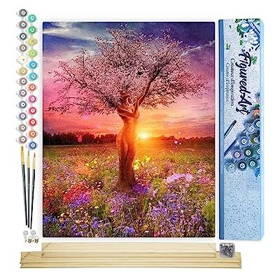 Pintar por NSJFS Adultos o pôr do sol e a árvore da beleza artesanato pintura acrílica kit quadro DIY completo 40 x 50 cm monta sua própria moldura Pintar por NSJFS Adultos o pôr do sol e a árvore da beleza artesanato pintura acrílica kit quadro DIY completo 40 x 50 cm monta sua própria moldura
