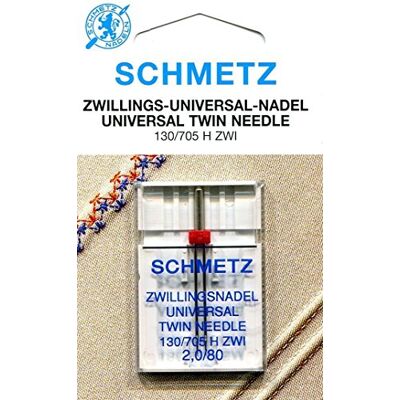 SCHMETZ Agulha dupla universal para máquina de costura, 130/705 NM, 2,0/80 SCHMETZ Agulha dupla universal para máquina de costura, 130/705 NM, 2,0/80