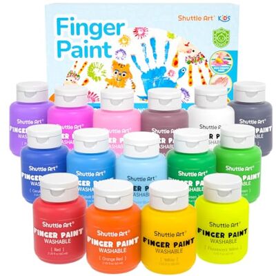 Shuttle Pinturas para crianças, 15 * 60 ml pintura de dedos para Tinta de dedos bebé sem oxica, conjunto de pinturas para crianças pequenos artesanato artesanato Shuttle Pinturas para crianças, 15 * 60 ml pintura de dedos para Tinta de dedos bebé sem oxica, conjunto de pinturas para crianças pequenos artesanato artesanato