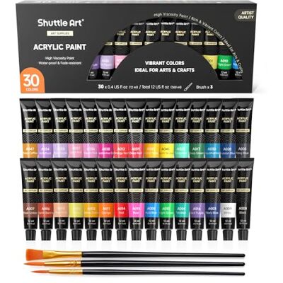 Shuttle Kit Pintura Acrílica, 30 Tubos 12ml Acrílicos para Pintar Não Tóxicos, Pintura Acrílica para Artesanato Ideal para Crianças e Adultos, Tintas Acrílicas para Telas, Madeira, Argila, Tecido Acrilicos para Pintar No Tóxicos, Pintura Acrilica Manual Shuttle Kit Pintura Acrílica, 30 Tubos 12ml Acrílicos para Pintar Não Tóxicos, Pintura Acrílica para Artesanato Ideal para Crianças e Adultos, Tintas Acrílicas para Telas, Madeira, Argila, Tecido Acrilicos para Pintar No Tóxicos, Pintura Acrilica Manual
