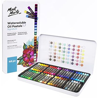 MONT MARTE Conjunto de Pasteles a Óleo – 48 Peças – Pastéis Solúveis em Água – Cores Intensa, Alta Pigmentação – Ideal para Pintar e Desenhar MONT MARTE Conjunto de Pasteles a Óleo – 48 Peças – Pastéis Solúveis em Água – Cores Intensa, Alta Pigmentação – Ideal para Pintar e Desenhar