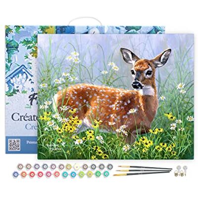 Pintar por NSJFS Adultos com moldura veado na pradaria artesanato pintura acrílica kit quadro DIY completo 40 x 50 cm com moldura montada Pintar por NSJFS Adultos com moldura veado na pradaria artesanato pintura acrílica kit quadro DIY completo 40 x 50 cm com moldura montada