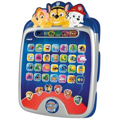 VTech Tablet alfabeto da patrulha canina, brinquedos eletrónicos crianças + 3 anos, 27 letras iluminadas, 6 atividades: Letras, palavras, vocabulário e contagem, voz de Ryder, versão ESP VTech Tablet alfabeto da patrulha canina, brinquedos eletrónicos crianças + 3 anos, 27 letras iluminadas, 6 atividades: Letras, palavras, vocabulário e contagem, voz de Ryder, versão ESP