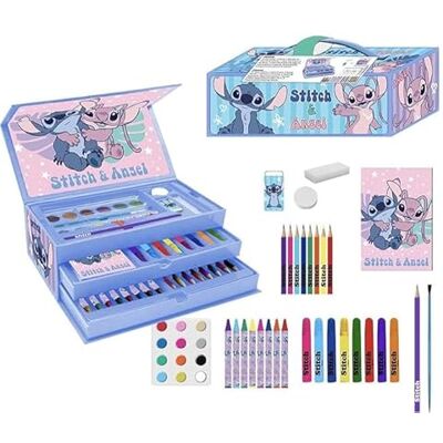 Disney CERDÁ LIFE'S LITTLE MOMENTS Conjunto de papelaria Stitch para crianças, kit escolar completo com lápis, marcadores e acessórios, estojo de desenho infantil, licença oficial Disney CERDÁ LIFE'S LITTLE MOMENTS Conjunto de papelaria Stitch para crianças, kit escolar completo com lápis, marcadores e acessórios, estojo de desenho infantil, licença oficial
