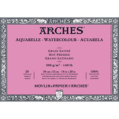 ARCHES Canson bloco colado nos 4 lados, 36 x 51 cm, cor branca natural ARCHES Canson bloco colado nos 4 lados, 36 x 51 cm, cor branca natural