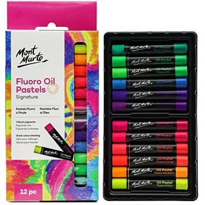MONT MARTE Bolos a óleo Conjunto de 12 peças, bolos fluorescentes, cores intensas, alta pigmentação, ideal para pintar e desenhar MONT MARTE Bolos a óleo Conjunto de 12 peças, bolos fluorescentes, cores intensas, alta pigmentação, ideal para pintar e desenhar