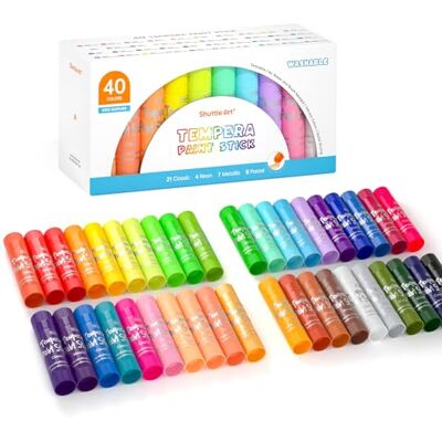 Shuttle Tempera sólida em barra, 40 cores têmpera sólida para crianças, secagem super rápida, não tóxica, pinturas para crianças temperamento funciona ótimo em papel de madeira vidro cerâmico tela Shuttle Tempera sólida em barra, 40 cores têmpera sólida para crianças, secagem super rápida, não tóxica, pinturas para crianças temperamento funciona ótimo em papel de madeira vidro cerâmico tela