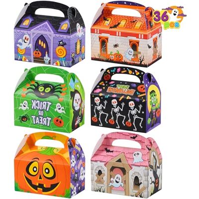 JOYIN 36 caixas de papelão de Halloween (5,6 x 5,6 x 3,2 polegadas), caixas de doces de truque ou guloseimas, sacos de guloseimas para suprimentos de festa de Halloween, sacos de presente para a sala de aula JOYIN 36 caixas de papelão de Halloween (5,6 x 5,6 x 3,2 polegadas), caixas de doces de truque ou guloseimas, sacos de guloseimas para suprimentos de festa de Halloween, sacos de presente para a sala de aula