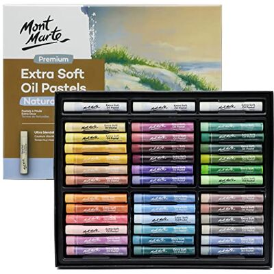 MONT MARTE Conjunto de Pastéis a Óleo – 39 Peças Cores Naturais – Extra Suaves – Alta Pigmentação – Efeitos de Textura Fascinantes MONT MARTE Conjunto de Pastéis a Óleo – 39 Peças Cores Naturais – Extra Suaves – Alta Pigmentação – Efeitos de Textura Fascinantes