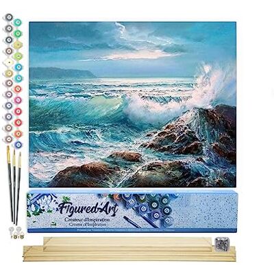 Pintar por NSJFS Adultos as ondas Artesanato pintura acrílica kit quadro DIY completo 40 x 50 cm montar a sua própria moldura Pintar por NSJFS Adultos as ondas Artesanato pintura acrílica kit quadro DIY completo 40 x 50 cm montar a sua própria moldura