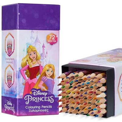 Disney Lápis de cores para crianças, caixa de 72 lápis, suprimentos artísticos, cores sortidas, presentes para crianças (roxo princess) Disney Lápis de cores para crianças, caixa de 72 lápis, suprimentos artísticos, cores sortidas, presentes para crianças (roxo princess)
