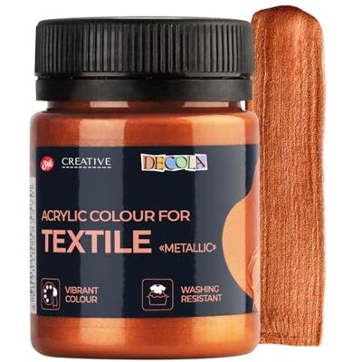 Decola Pintura textil cobre metálico 50ml alta pigmentación Tinta têxtil cobre metálica 50 ml, lavável a 40 graus, decorar algodão e calças de ganga, moda bricolage e presentes Decola Pintura textil cobre metálico 50ml alta pigmentación Tinta têxtil cobre metálica 50 ml, lavável a 40 graus, decorar algodão e calças de ganga, moda bricolage e presentes