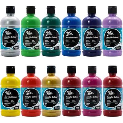 MONT MARTE Signature, conjunto de tinta acrílica colorida, 12 x 16,5 onças (500 ml), acabamento semimate, 12 cores vibrantes, adequado para tela, madeira, tecido, couro, cartão, papel, MDF e trabalhos MONT MARTE Signature, conjunto de tinta acrílica colorida, 12 x 16,5 onças (500 ml), acabamento semimate, 12 cores vibrantes, adequado para tela, madeira, tecido, couro, cartão, papel, MDF e trabalhos
