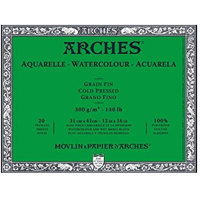 ARCHES Bloc Enc 4L 31 x 41 20H Aquarelle 100% fino 300 g branco Nat ARCHES Bloc Enc 4L 31 x 41 20H Aquarelle 100% fino 300 g branco Nat