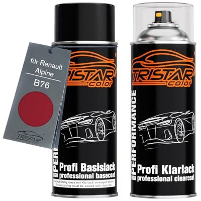 TRISTARcolor Tinta automotiva em spray para Renault B76 Rouge de Feu Me. + para Renault / Alpine, Flammenrot / Rouge de Feu Metallic, kit camada de base verniz, aerossóis 400 ml TRISTARcolor Tinta automotiva em spray para Renault B76 Rouge de Feu Me. + para Renault / Alpine, Flammenrot / Rouge de Feu Metallic, kit camada de base verniz, aerossóis 400 ml