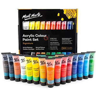 MONT MARTE Conjunto de pintura acrílica premium 18 peças (tubos de 36 ml) ideal para pintura acrílica cores brilhantes e luminosas com grande opacidade perfeito para iniciantes e profissionais MONT MARTE Conjunto de pintura acrílica premium 18 peças (tubos de 36 ml) ideal para pintura acrílica cores brilhantes e luminosas com grande opacidade perfeito para iniciantes e profissionais