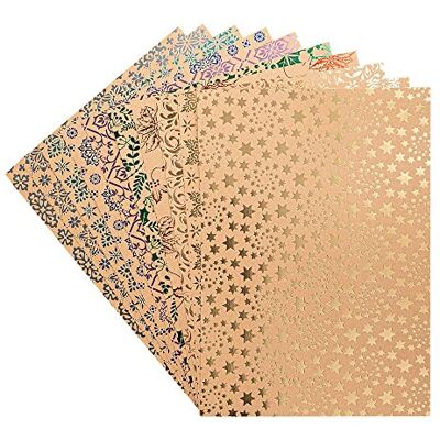 Ideen mit Herz 10 folhas de papel de design, inverno/Natal 2, DIN A4, 250 g/m², 10 designs diferentes, papel kraft com acabamento elaborado de lâminas Ideen mit Herz 10 folhas de papel de design, inverno/Natal 2, DIN A4, 250 g/m², 10 designs diferentes, papel kraft com acabamento elaborado de lâminas