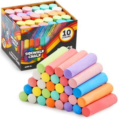 JOYIN Conjunto de 30 giz laváveis para calçadas em 10 cores para crianças, giz de estrada não tóxico para quadros internos e externos, arte de jardim, desenho e pintura, presente para crianças JOYIN Conjunto de 30 giz laváveis para calçadas em 10 cores para crianças, giz de estrada não tóxico para quadros internos e externos, arte de jardim, desenho e pintura, presente para crianças