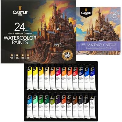 Conjunto de 24 tubos de tinta de aguarela de 12 ml Nova fórmula melhorada Valor para artistas adultos Qualidade, cores intensas Basta apertar o tubo, misture com água Conjunto de 24 tubos de tinta de aguarela de 12 ml Nova fórmula melhorada Valor para artistas adultos Qualidade, cores intensas Basta apertar o tubo, misture com água