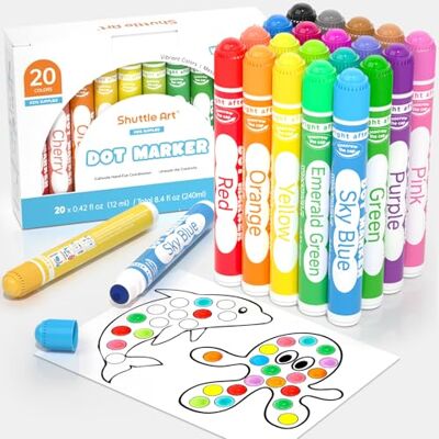 Shuttle 20 cores marcador de pontos lavável, marcadores infantis laváveis não tóxico à base de água para criação, Dot Markers, marcadores laváveis para crianças educação pré-escolar Shuttle 20 cores marcador de pontos lavável, marcadores infantis laváveis não tóxico à base de água para criação, Dot Markers, marcadores laváveis para crianças educação pré-escolar