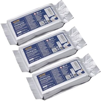 ARTME Argila1500 g (500 g x 3) pasta de modelar para artes e trabalhos manuais criativos, secagem ao ar, embalagem individual ARTME Argila1500 g (500 g x 3) pasta de modelar para artes e trabalhos manuais criativos, secagem ao ar, embalagem individual