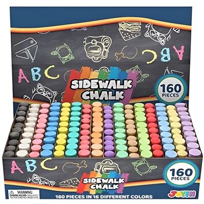 JOYIN Conjunto de giz lavável para calçadas: Gigantes não tóxicas para jogos artísticos ao ar livre, pintar quadros e usar na calçada (160 peças) JOYIN Conjunto de giz lavável para calçadas: Gigantes não tóxicas para jogos artísticos ao ar livre, pintar quadros e usar na calçada (160 peças)