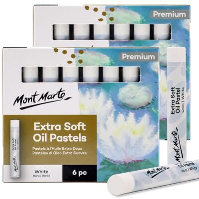 MONT MARTE Bolos a óleo extramacios, branco, 6 unidades, 2 unidades, cores pastel a óleo natural variadas, vibrantes, amanteigados, versáteis bolos artísticos para misturar, camadas e MONT MARTE Bolos a óleo extramacios, branco, 6 unidades, 2 unidades, cores pastel a óleo natural variadas, vibrantes, amanteigados, versáteis bolos artísticos para misturar, camadas e