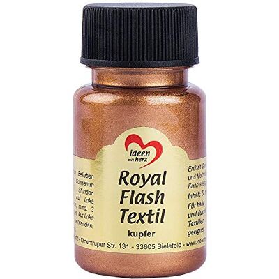 Ideen mit Herz Tinta têxtil metalizada Royal Flash cor metálica de alto brilho, adequado para tecidos e tecidos claros e escuros, t-shirts, sacos, roupas, 50 ml (cobre) Ideen mit Herz Tinta têxtil metalizada Royal Flash cor metálica de alto brilho, adequado para tecidos e tecidos claros e escuros, t-shirts, sacos, roupas, 50 ml (cobre)