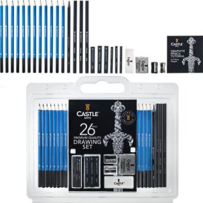 Conjunto Premium de 26 Unidades para Desenho e Esboço Para Artistas, Profissionais ou Iniciantes Lápis, Carvão, Grafite e Muito Mais Organizadas em um Estojo Portátil Conjunto Premium de 26 Unidades para Desenho e Esboço Para Artistas, Profissionais ou Iniciantes Lápis, Carvão, Grafite e Muito Mais Organizadas em um Estojo Portátil