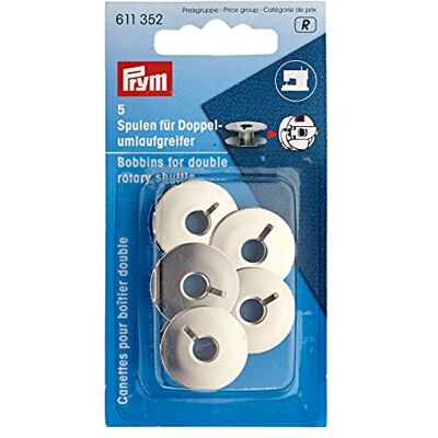 Prym Bobinas para anzadeira dupla giratória, metal, prata, 21,9 mm, 5 Prym Bobinas para anzadeira dupla giratória, metal, prata, 21,9 mm, 5