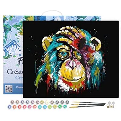 Pintar por NSJFS Adultos com moldura orangotango Pop Art Artesanato pintura acrílica kit quadro DIY completo 40 x 50 cm com moldura montada Pintar por NSJFS Adultos com moldura orangotango Pop Art Artesanato pintura acrílica kit quadro DIY completo 40 x 50 cm com moldura montada