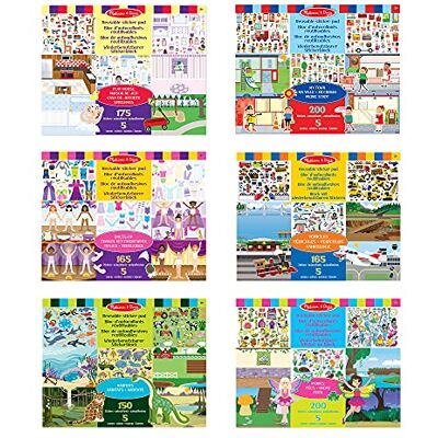 Melissa & Doug Conjunto de 6 cadernos, casa, roupas, habitats e muito mais, autocolantes reutilizáveis para crianças, caderno de atividades, livro de autocolantes, 3, presente para menino ou menina Melissa & Doug Conjunto de 6 cadernos, casa, roupas, habitats e muito mais, autocolantes reutilizáveis para crianças, caderno de atividades, livro de autocolantes, 3, presente para menino ou menina