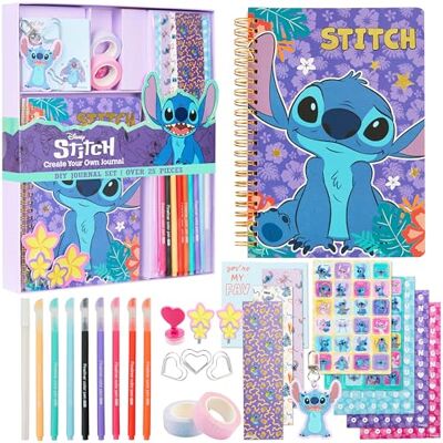 Disney Stitch Kit de Diário de Bricolagem para Meninas, Conjunto de Papelaria Menina Diário Infantil A5 Adesivos Notas Adesivas Chaveiro, Kit DIY para Crianças Disney Stitch Kit de Diário de Bricolagem para Meninas, Conjunto de Papelaria Menina Diário Infantil A5 Adesivos Notas Adesivas Chaveiro, Kit DIY para Crianças