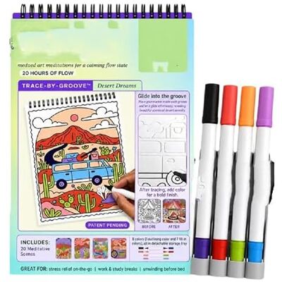 Generic Caderno de desenho TraceSJFS Bygrap Groove com guia de relevo Mini cadernos de atividades Flow Art: 20 cenas guiadas por sulcos, livro relaxante de desenho consciente Generic Caderno de desenho TraceSJFS Bygrap Groove com guia de relevo Mini cadernos de atividades Flow Art: 20 cenas guiadas por sulcos, livro relaxante de desenho consciente