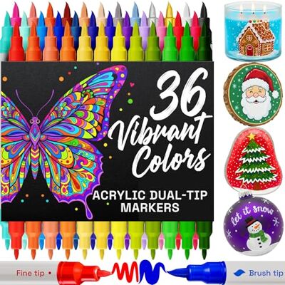 Artistro 36 Marcadores de pintura acrílica Paint Pens for Drawing, Brush + Fine Tips For Fabric, Rock, Glass, Wood, DIY, Eggs Art e Craft Supplies for adultos, adolescentes, crianças Easter Artistro 36 Marcadores de pintura acrílica Paint Pens for Drawing, Brush + Fine Tips For Fabric, Rock, Glass, Wood, DIY, Eggs Art e Craft Supplies for adultos, adolescentes, crianças Easter